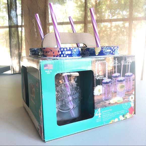 Pioneer Woman Glass Mason Rosewater Jars - Picture 8 of 9